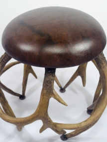 AT-064_Antler Stool with Leather Cushion