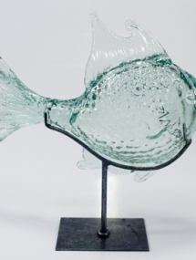 BG-657_Glass Puff Fish on Metal Stand