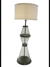 L-1133_3 tier textured glass floor lamp