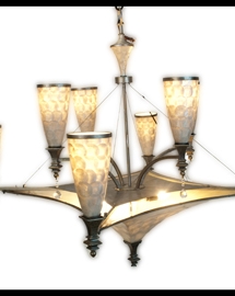 L-930_Gray Capiz 8 lights chandelier