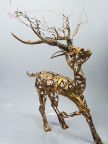 MT-963A-R Christmas Standing Reindeer with Twigs on Horn