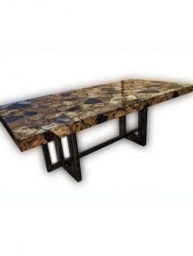 PW-064A_Inlayed Petrified Wood Dining Table