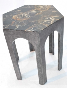 PW-130 Hexagonal table with petrified top