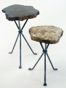 PW-198_Petrified Tripod Table with Ring