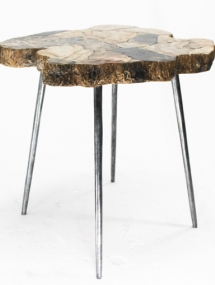 PW-200_End table with organic petrified wood top