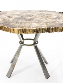 PW-201_Petrified Wood Cocktail Table with Flatbar Legs