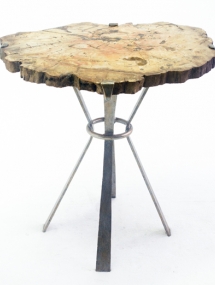 PW-202_Petrified Wood Side Table with Flatbar legs