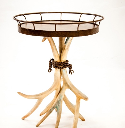 AS-697B-Antler Accent Table with metal top