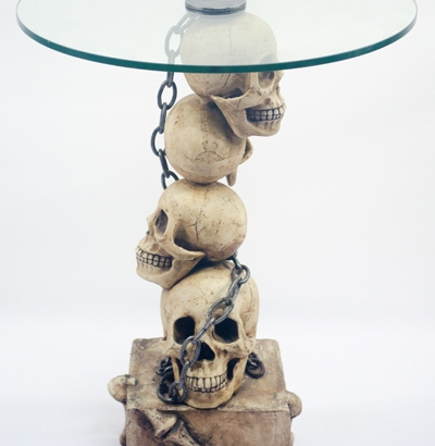 AS-729_Antique Archeological Skull side Table