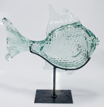 BG-657_Glass Puff Fish on Metal Stand