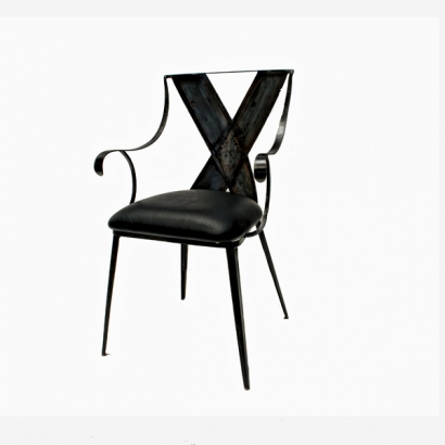 IND-08X_Industrial X Arm Chair with Rivets