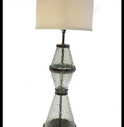 L-1133_3 tier textured glass floor lamp