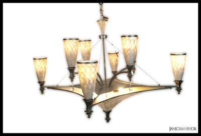 L-930_Gray Capiz 8 lights chandelier