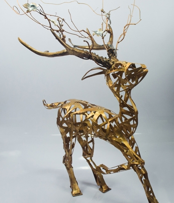 MT-963A-R Christmas Standing Reindeer with Twigs on Horn