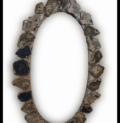 PW-069_Large Petrified Wood Oval Mirror 