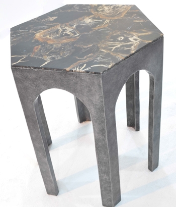 PW-130 Hexagonal table with petrified top