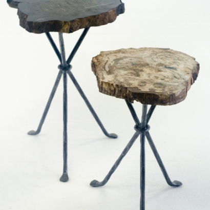 PW-198_Petrified Tripod Table with Ring